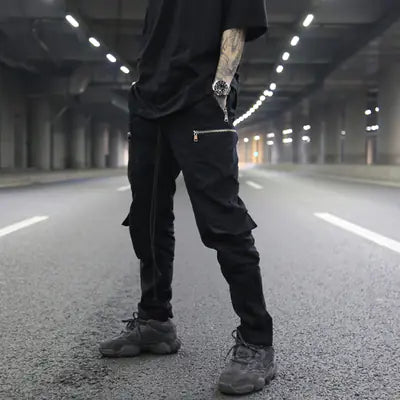 Multi-Pocket Zipper Straight Work Pants and Casual Trousers
