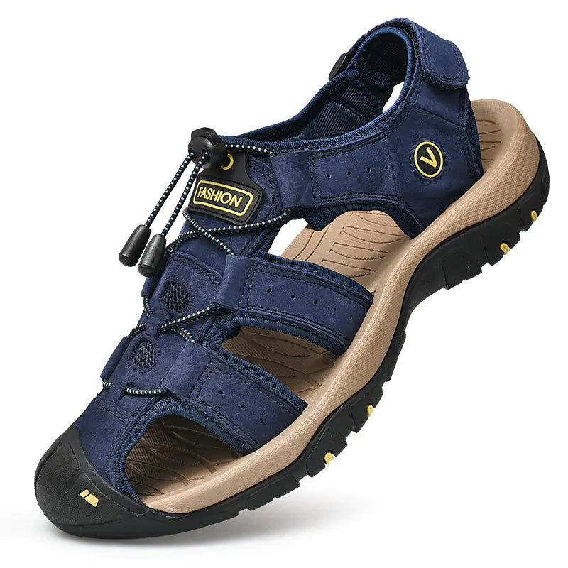 Men's Summer Casual Leather Sandals Size 48