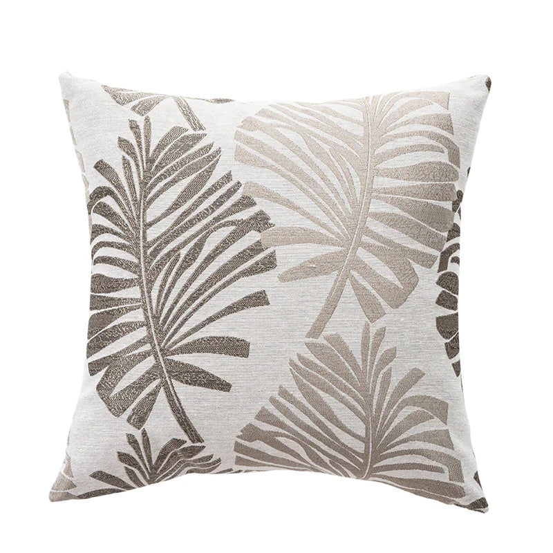 Linen Printed Leaf Cushion Cover