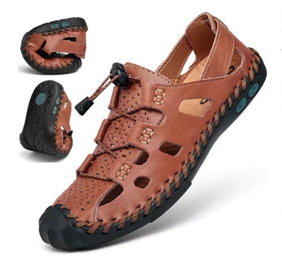 Men's Genuine Leather Casual Beach Sandals