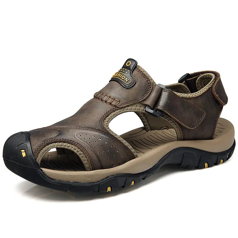 Men's Summer Casual Leather Sandals Size 48