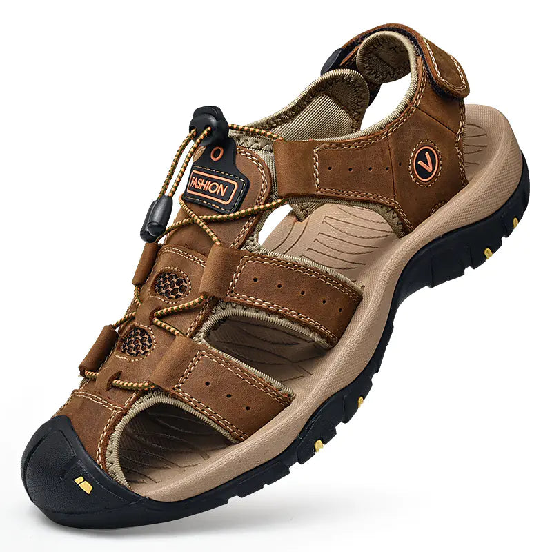 Men's Summer Casual Leather Sandals Size 48