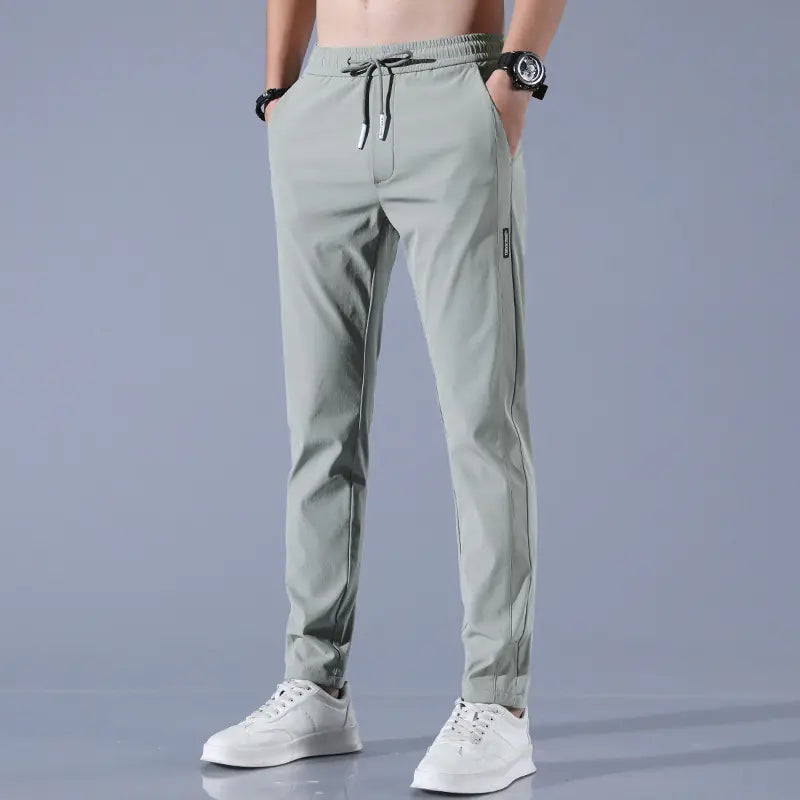 Men's Summer Ice Silk Stretch Casual Straight-Leg Pants