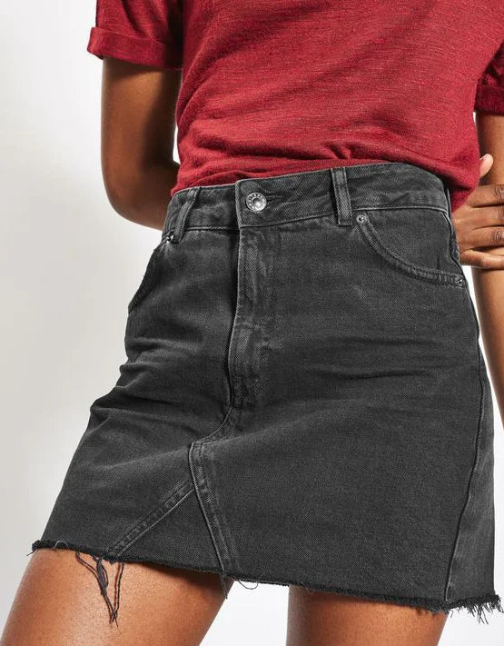 Denim Midi Skirt, A-Line Skirt, Half Skirt
