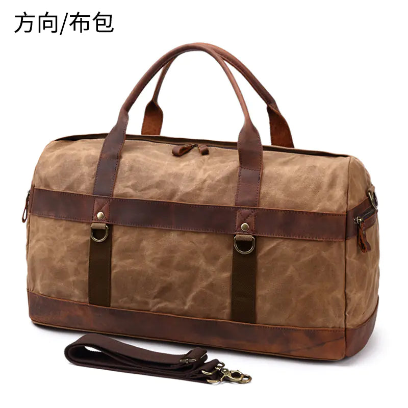 Vintage Waxed Canvas Travel Bag for Camping and Storage