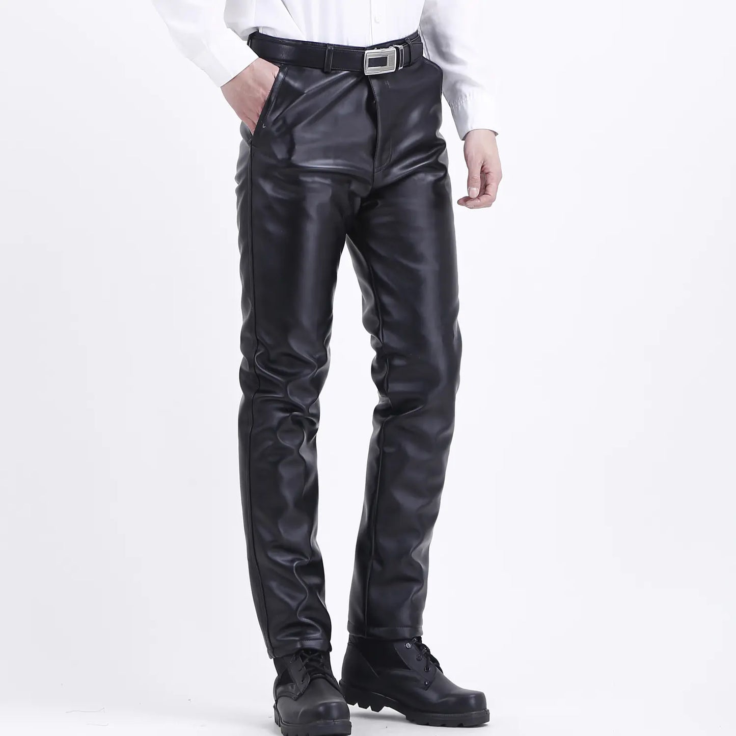 Windproof Warm Motorcycle Leather Pants with Oil Resistance