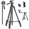 CAMBOFOTO 73"-Phone-Tripod-with-Horizontal-Overhead Selfie Stick/Tall Travel Tripod Stand with Wireless Remote and iPhone Holder Mirrorless/Compact/GoPro Camera Tripod Compatible iPhone/Smartphone