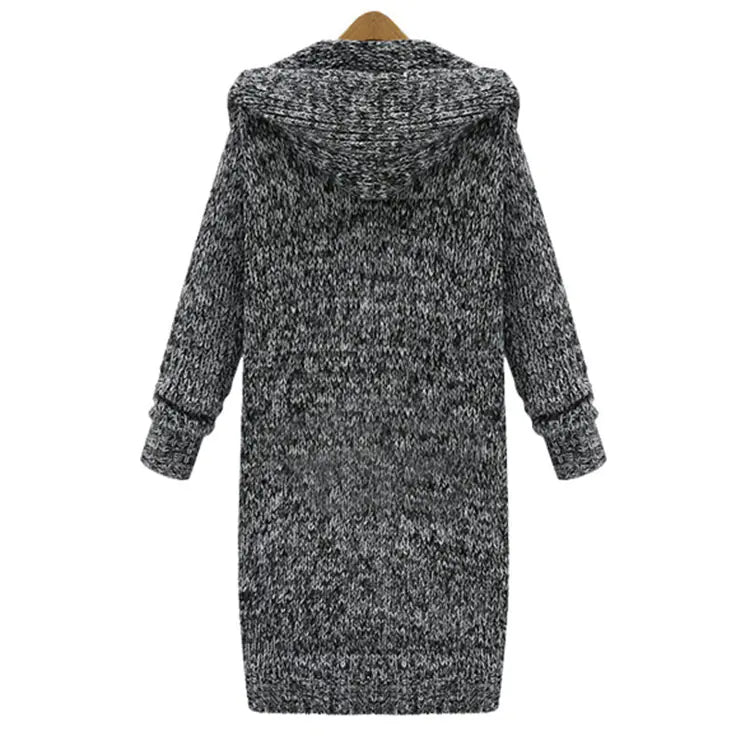 Loose-Fit Knit Cardigan with Hood for Women