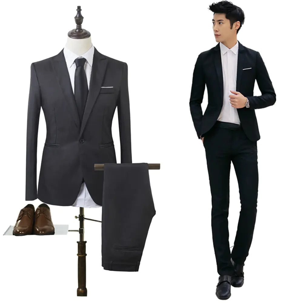 Slim Fit Men's Formal Blazer and Trousers Suit Set