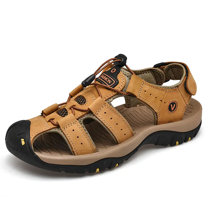 Men's Summer Casual Leather Sandals Size 48