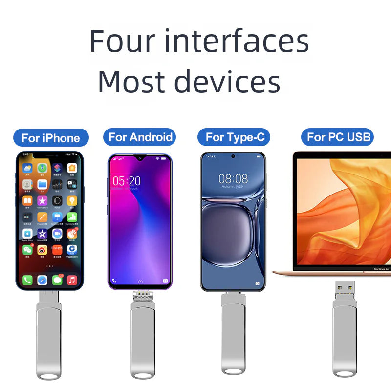 4-in-1 256GB USB Flash Drive for Apple & Android