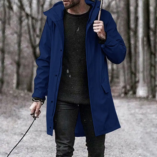 Men's Casual Hooded Trench Coat for Autumn/Winter