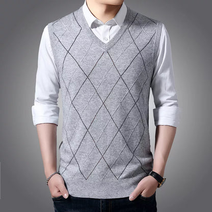 Polyester and Acrylic Men's Vest for Business Casual Wear