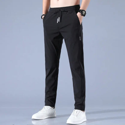 Men's Summer Ice Silk Stretch Casual Straight-Leg Pants