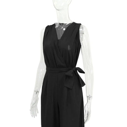 Sleeveless V-Neck Wide Leg Jumpsuit