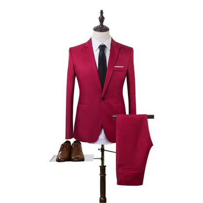Slim Fit Men's Formal Blazer and Trousers Suit Set