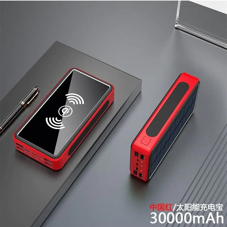 Wireless Solar Power Bank 30000mAh Outdoor Emergency
