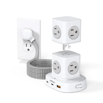 Tower Power Strip Flat Plug with 9 Outlets 3 USB (2 USB C) JcBlaon Surge Protector Power Strip Tower 5ft Extension Cord with Multiple Outlets Office Desk Supplies Dorm Essentials