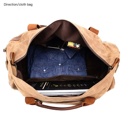 Vintage Waxed Canvas Travel Bag for Camping and Storage