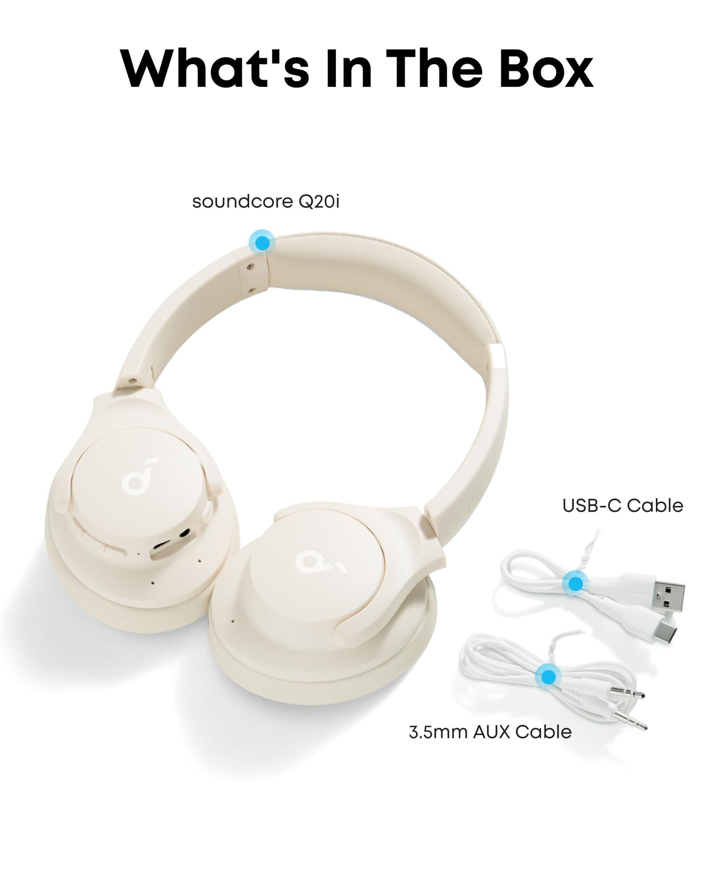 Soundcore by Anker Q20i Hybrid Active Noise Cancelling Headphones, Wireless Over-Ear Bluetooth, 40H Long ANC Playtime, Hi-Res Audio, Big Bass, Customize via an App, Transparency Mode