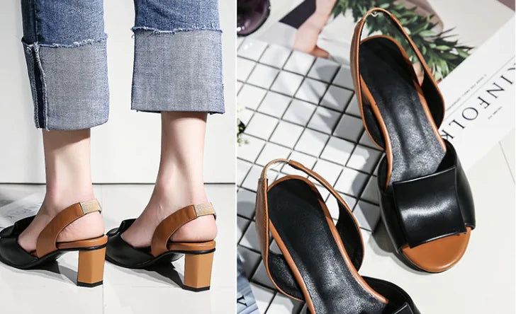Chunky Heel Open Toe Women's Sandals with Ankle Strap