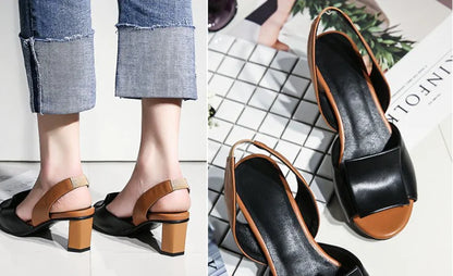 Chunky Heel Open Toe Women's Sandals with Ankle Strap