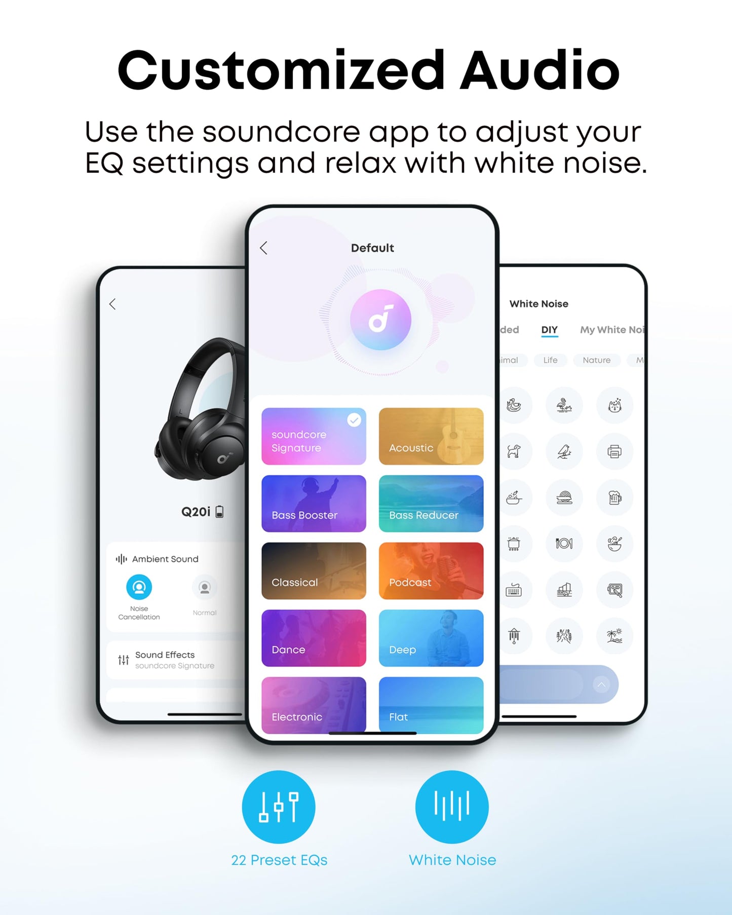 Soundcore by Anker Q20i Hybrid Active Noise Cancelling Headphones, Wireless Over-Ear Bluetooth, 40H Long ANC Playtime, Hi-Res Audio, Big Bass, Customize via an App, Transparency Mode