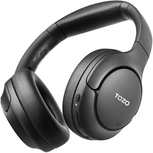 TOZO HT2 Hybrid Active Noise Cancelling Headphones Wireless Over Ear Bluetooth Headphones 60H Playtime Hi-Res Audio Custom EQ via App Deep Bass Comfort Fit Ear Cups for Home Office Travel