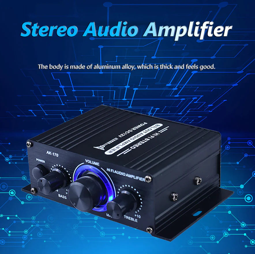 400W 12V 2 Channel Powerful Stereo Audio Power Amplifier HiFi Bass Amp Car Home