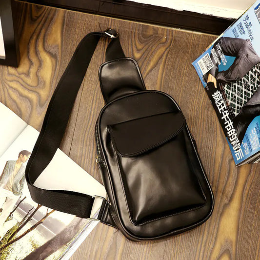 Men's Retro Waxed Leather Waterproof Chest Bag
