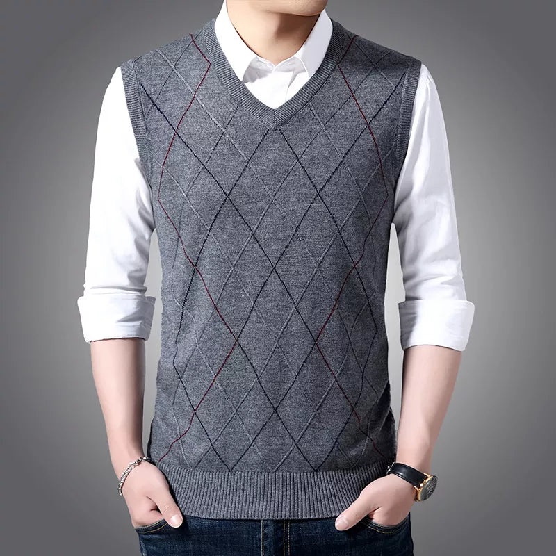 Polyester and Acrylic Men's Vest for Business Casual Wear