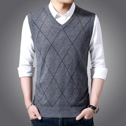 Polyester and Acrylic Men's Vest for Business Casual Wear