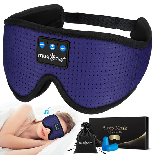 MUSICOZY 3D Bluetooth 5.2 Sleep Headphones Breathable Wireless Music Eye Mask Sleeping Headphones with Headband for Side Sleepers Women Men Air Travel Unique Tech Gifts
