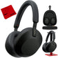 Sony WH-1000XM5 Wireless Industry Leading Noise Canceling Headphones Black Bundle with Deco Gear Pro Audio Headphone Stand - Matte Black + 6 x 6 inch Microfiber Cleaning Cloth