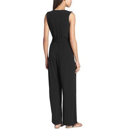 Sleeveless V-Neck Wide Leg Jumpsuit
