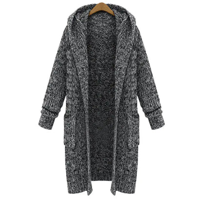 Loose-Fit Knit Cardigan with Hood for Women