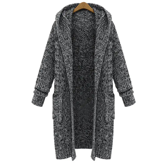 Loose-Fit Knit Cardigan with Hood for Women
