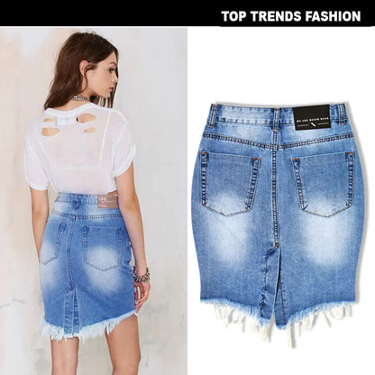 Bodycon Midi Skirt, Ripped Denim Skirt