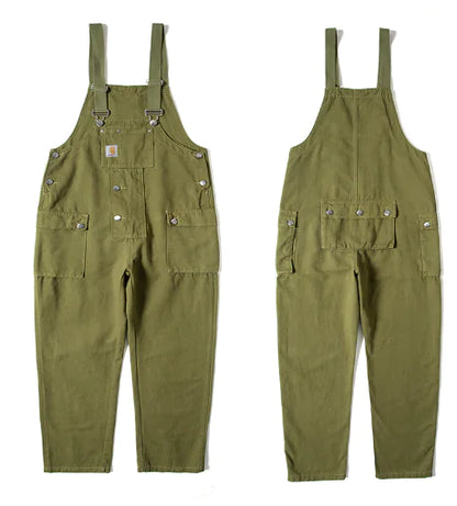 Zipper Pocket Suspender Trousers for Casual Street Wear