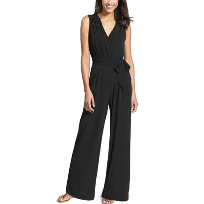 Sleeveless V-Neck Wide Leg Jumpsuit