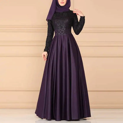 Elegant Bohemian Lace Panel Long Sleeve Dress