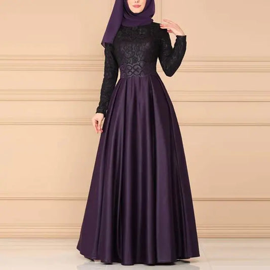 Elegant Bohemian Lace Panel Long Sleeve Dress