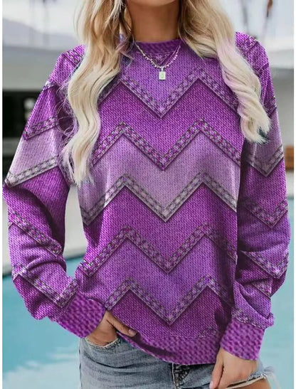 Retro Casual Round Neck Long Sleeve Sweater
