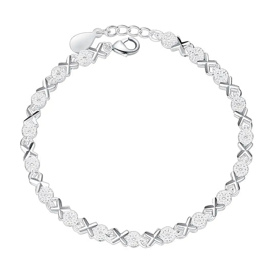 S925 Silver Creative Heart-to-Heart XO Bracelet