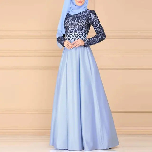 Elegant Bohemian Lace Panel Long Sleeve Dress