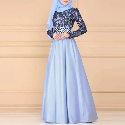 Elegant Bohemian Lace Panel Long Sleeve Dress
