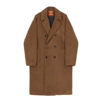 Men's Loose Casual Long Woolen Coat (Korean Style)