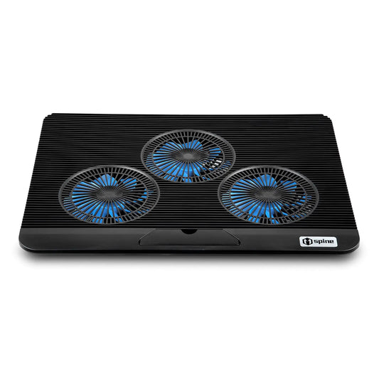 Laptop Cooling Pad Mspine Laptop Cooler with 3 Blue Silent Fans Ergonomic USB Powered Laptop Stand with Dual USB 2.0 Ports Height-Adjustable Notebook Cooler for Notebook Under 17"- Black