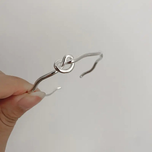 Knotted Heart Wave S925 Silver Bracelet