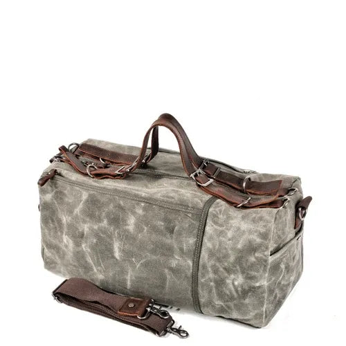 Retro Waxed Canvas Gym Duffel Bag for Men